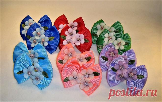 Бантики из репсовой ленты с цветочками | Ovlako   | Яндекс Дзен
