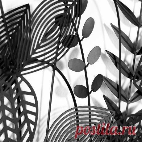 Панно на стену металлическое черное листья Denecia от La Forma - купить за 9990 руб. в интернет-магазине DG-Home