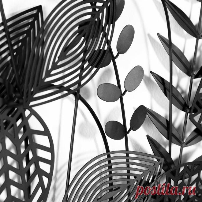 Панно на стену металлическое черное листья Denecia от La Forma - купить за 9990 руб. в интернет-магазине DG-Home