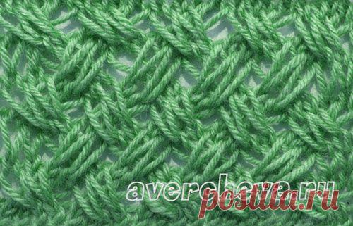 узор спицами 553 плетенка из вытянутых петель | каталог вязаных спицами узоров