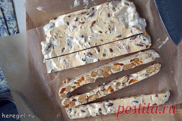 Восточная сладость - Мягкая нуга с орехами и курагой (Torrone morbido)