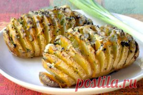 Резной запечённый картофель с сыром и ветчиной | Милочка