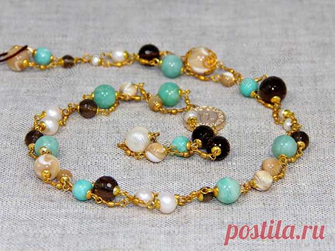 Бусы "Весна" из амазонита и других натуральных камней от BRimar