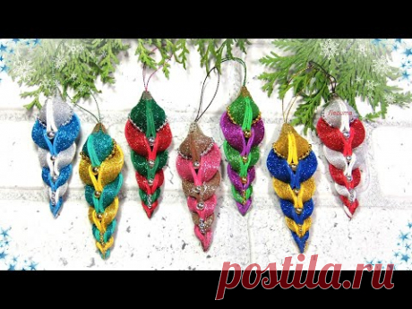 Новогодние елочные игрушки из фоамирана / diy christmas ornaments foam