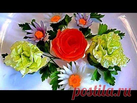 Цветы из капусты. Украшения из овощей. Decoration Of Vegetables. Flowers of cabbage - YouTube