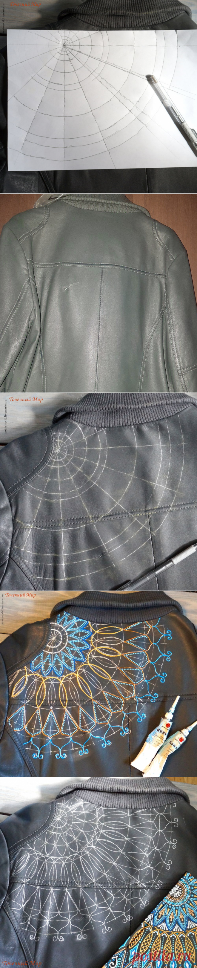 Расписываем контурами кожаную куртку