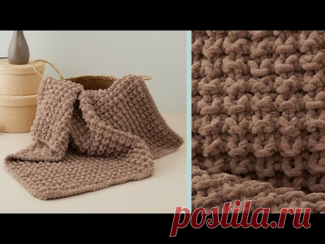 Alize Velluto Timsah Sırtı Battaniye / Crocodile Stitch Blanket / ОДЕЯЛО ИЗ УЗОРА КРОКОДИЛОВАЯ КОЖА