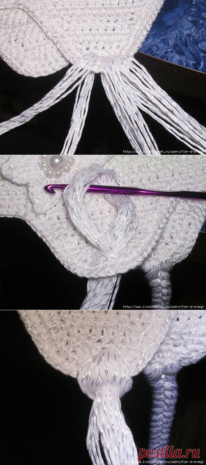 Как закрепить косичку на шапочке.Мастер-класс от Марины LimaGi с осинки.