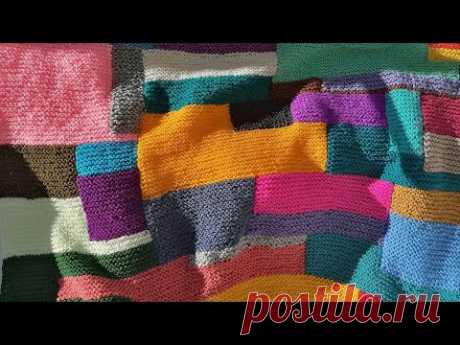 Мастер класс. Вяжем плед в технике color block - YouTube