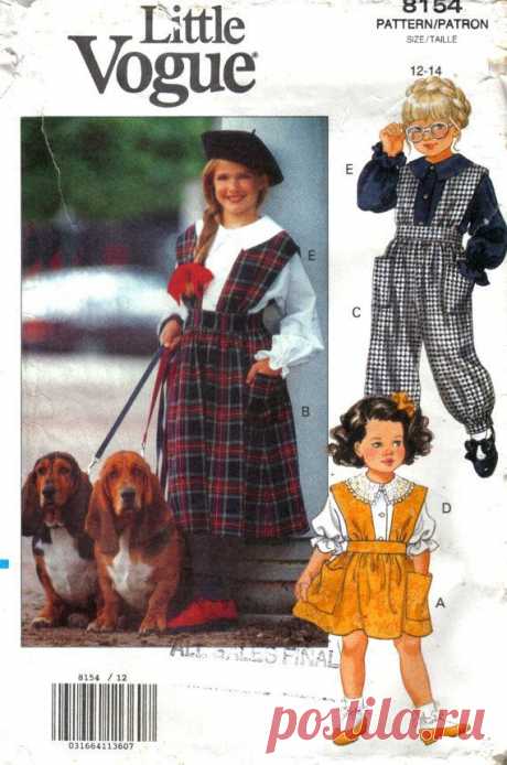 (2) Girl's Children's Jumper, Jumpsuit and Blouse Easy Little Vogue 8154 …