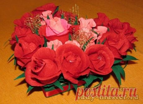 Сердце - букет из конфет, мастер - класс с фото, пошагово