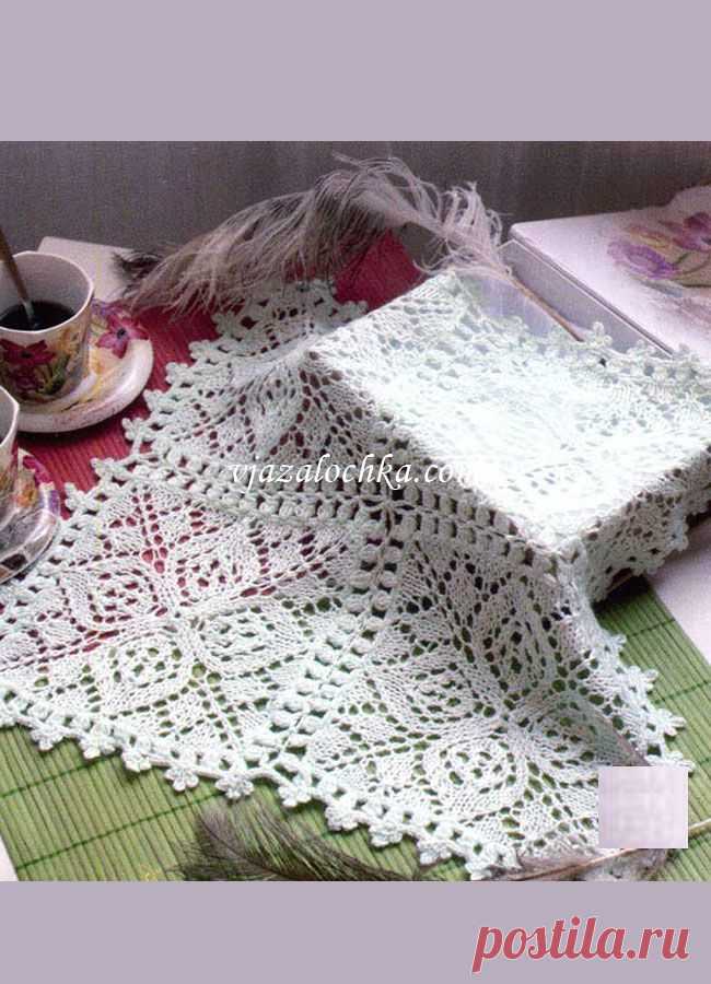 Квадратная салфетка спицами