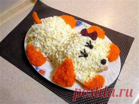 Новогодний салат 2018 года собачка - Простые рецепты Овкусе.ру
