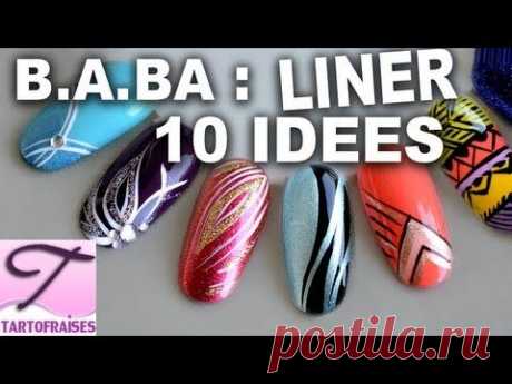 10 tutos nail art rapide au vernis liner pour débutants #1 - YouTube