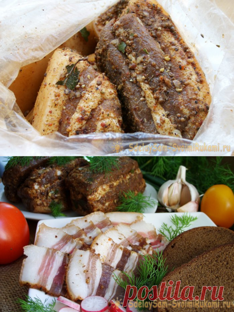 Простая засолка сала с чесноком