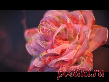 DIY: Rose organza / Роза из органзы (цветы из ткани)