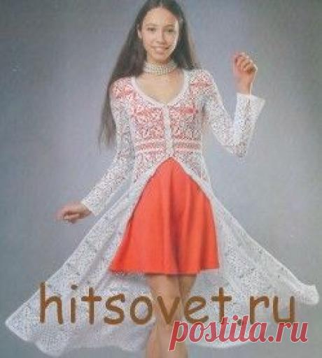 Белое летнее пальто крючком