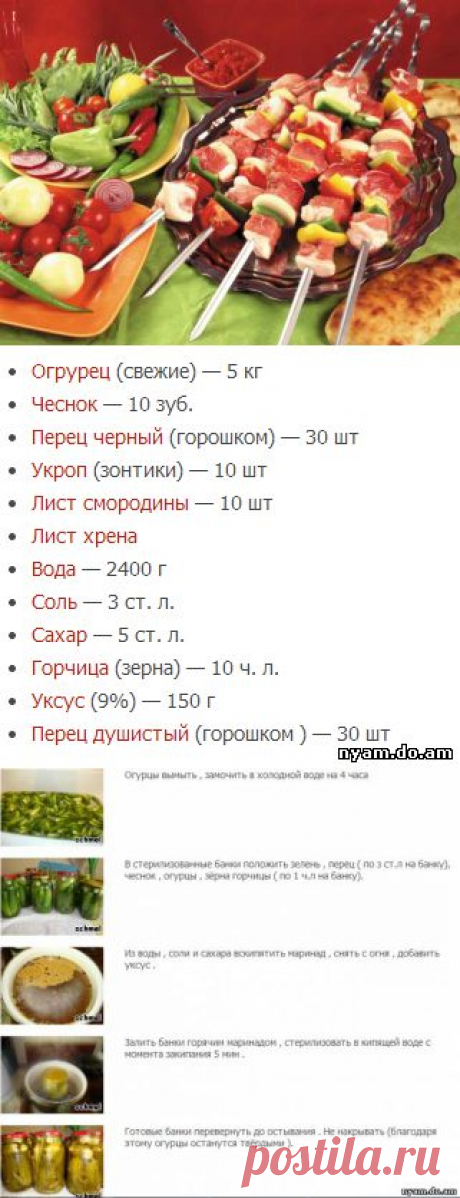 Маринованные огурцы &quot;Хрустящие&quot; - Квашение, соление, маринование - Консервация - Рецепты - Кулинарная книжка.
