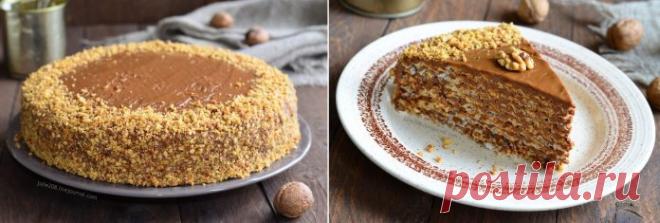 Этот простой, но безумно вкусный вафельно-ореховый торт с вареной сгущенкой, всегда меня волновал!