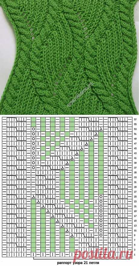 узор 346 косы с патентным узором | каталог вязаных спицами узоров