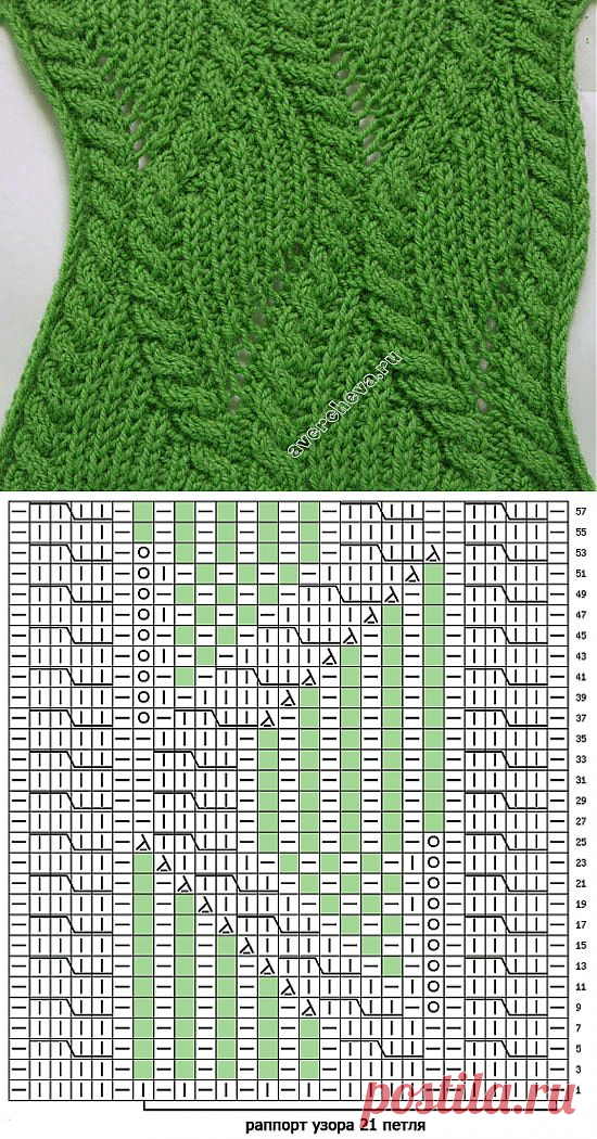 узор 346 косы с патентным узором | каталог вязаных спицами узоров
