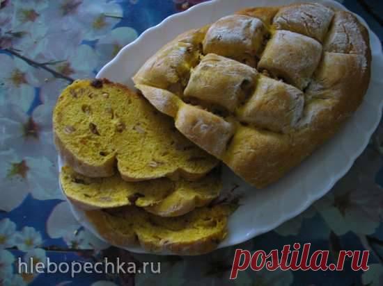 Хлеб с тыквенными семечками Приготовить заранее тыкву (запечь до мягкости) Готовим закваску. Смешать муку, растворенные в воде сахар и дрожжи. Хорошо перемешать Оставить примерно на 1 час, тесто должно подняться примерно в 2 раза.Готовим тесто Изме