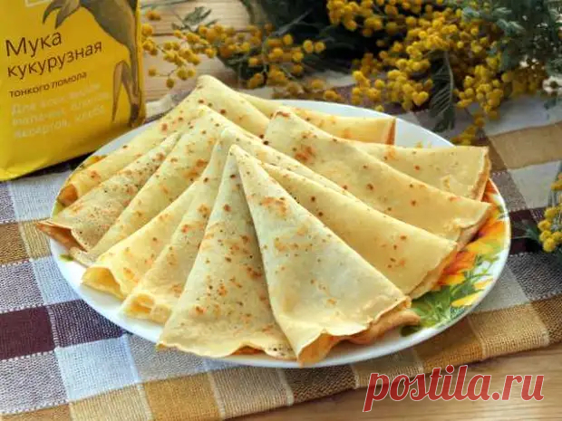 Блины из кукурузной муки на сыворотке