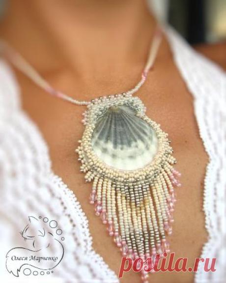 Кулоны-ракушки "Воспоминания о море" | biser.info - всё о бисере и бисерном творчестве