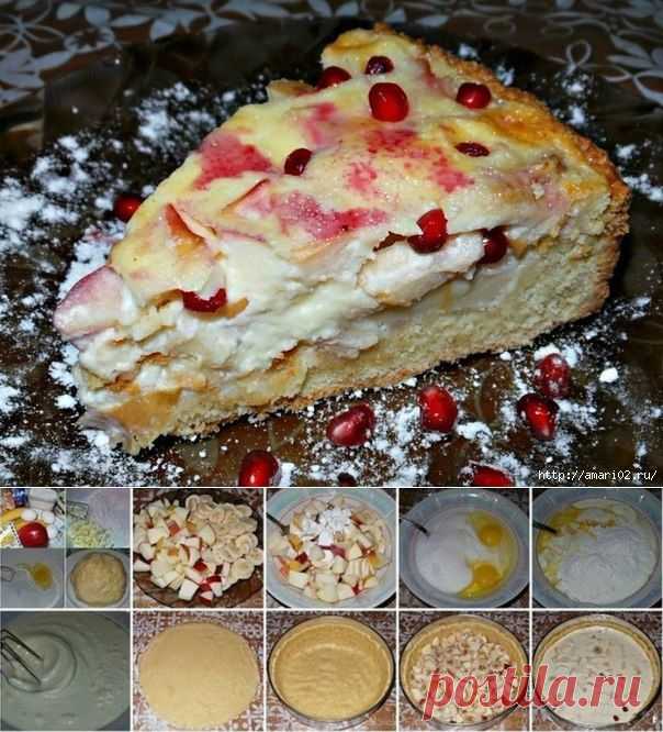 Яблочно-банановый пирог со сметанным кремом - не поленитесь приготовить. Это чудо! | Четыре вкуса