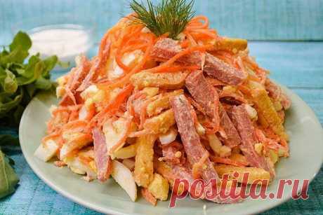 10 рецептов вкусного салата с корейской морковью и курицей