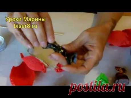 Букеты из конфет. Урок - бутон алого мака!
