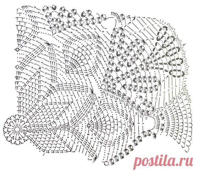 Красивая круглая салфетка крючком - Схема | Наталья Ач | Дзен