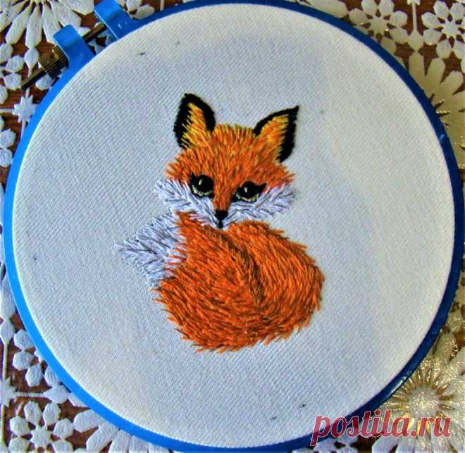 Fox Thread Painting Pattern Needlepoint Hand Embroidery | Etsy