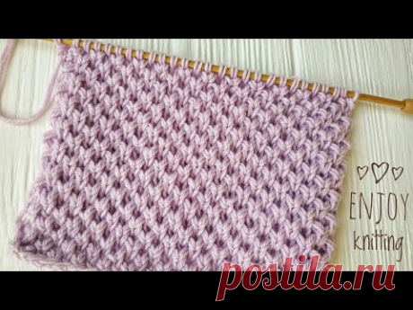 ПРОСТОЙ Узор Мелкие соты (Жемчужный бриошь) / Pearl Brioche knit stitch / #59
