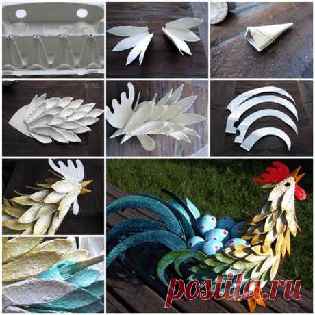 Egg Carton Craft - Easter Rooster | iCreativeIdeas.com