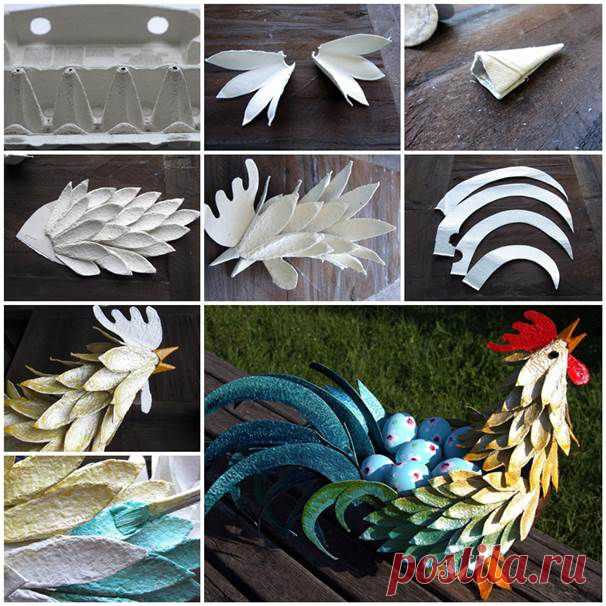 Egg Carton Craft - Easter Rooster | iCreativeIdeas.com