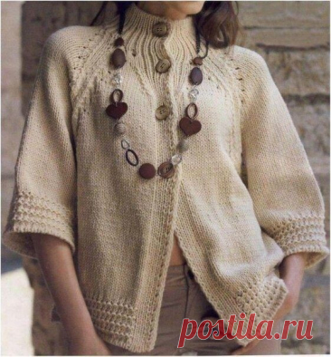 Вяжем стильный бежевый жакет