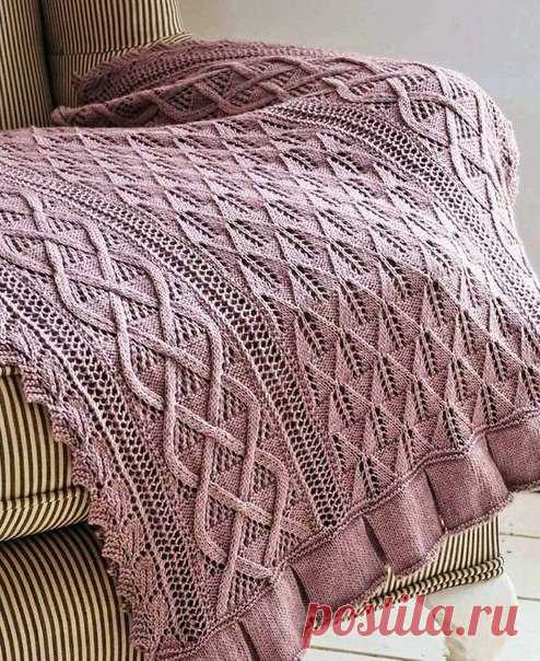 Плед вязаный спицами схема. Как вязать плед спицами. | Вязание для всей семьи