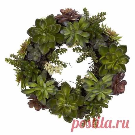 Nearly Natural Nearly Natural - 20 in. Succulent Wreath | ShopLadder