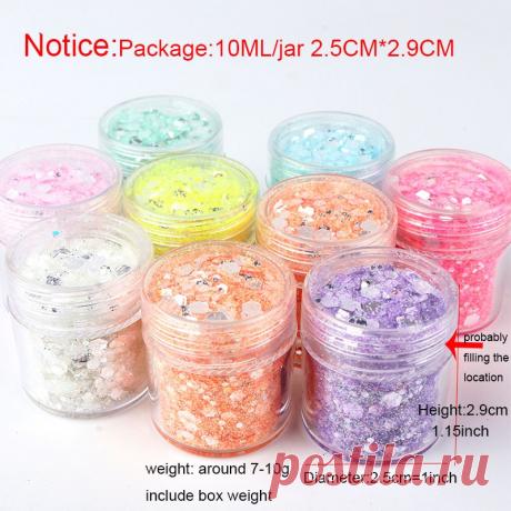 3D зеркальные Серебристые блёстки для дизайна ногтей, Русалка, шестиугольные блестки, хлопья, блестящий пигмент, пудра, маникюрные украшения, наконечники|Блестки| | АлиЭкспресс