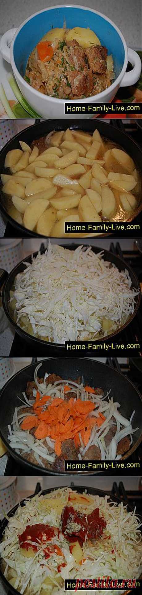 Кулинарные рецепты Капуста тушеная с картофелем - пошаговый фоторецепт