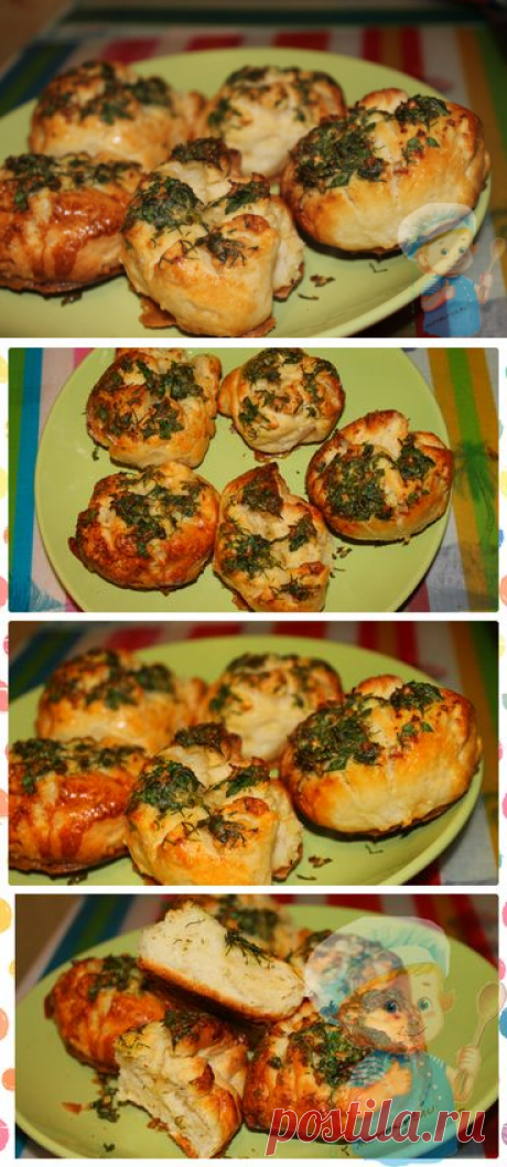 Булочки с чесноком и зеленью с домашней любовью