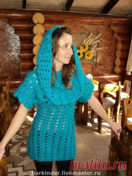 Туника Тёплая бирюза&quot; - туника,туника вязаная,платье-туника,туника крючком