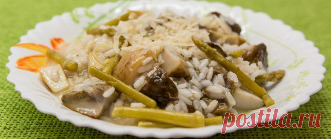 КухнЯ ОнлайН - Ризотто с белыми грибами и спаржей