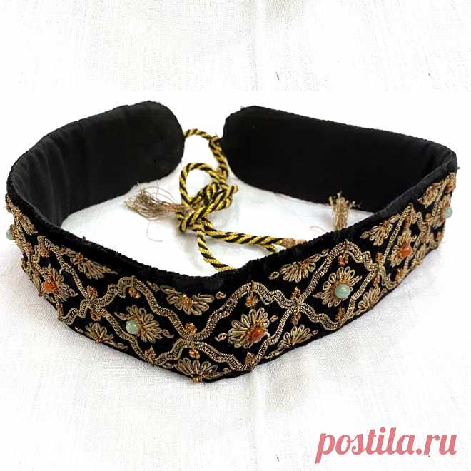 Vintage Jeweled Belt Black Velvet Belt with semi precious jewels and zardozi work Beautiful vintage piece One of a kind Hand made in Inida Ships from US Visit our NYC shop