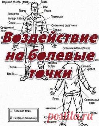Болевые точки или нервные узлы Человека ...
1.Темя — самый незащищенный участок в верхней части головы . Сильный и резкий удар может причинить смерть . 
2. Зрительный нерв — находится в верхней части носа между глазами . Удар пальцем или щепотью пальцев в эту точку может быть смертельным . 
3. Глаза — при хлестком ударе по глазам противник навсегда или на некоторое время теряет зрение . Сильное болевое ощущение. Большой палец руки вдавливается полностью и может достать мозг . 
4. Точка за