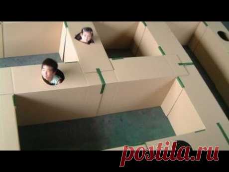 Лабиринт и домик для детей. Машинка из картона. Игрушки из картона своими руками.