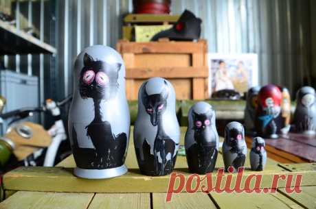 Вложенные куклы Матрешка Бабушка Деревянные Безумные Кошки | Etsy