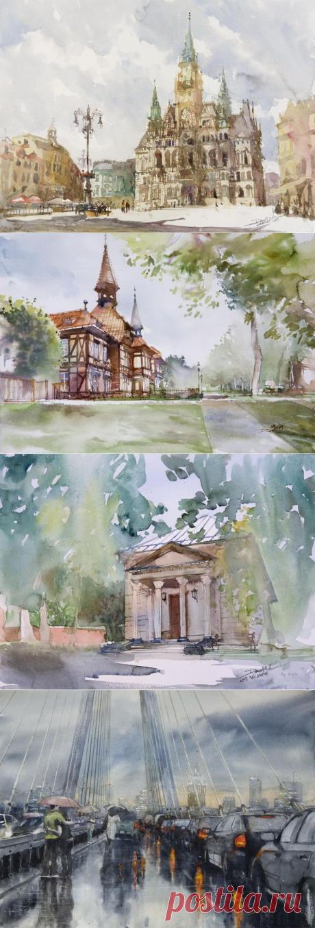 (+1) комм - Городские улицы акварелью | Искусство