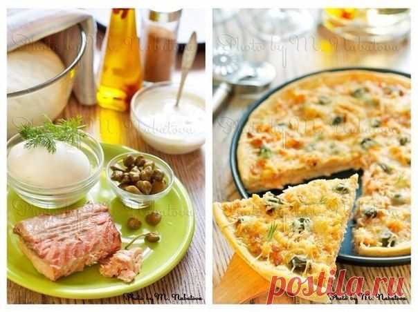 Пицца с семгой и каперсами